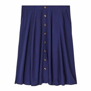 Torrid Faux Button Front Peacoat (Blue) Midi Challis A Line Skirt Size 0 (12)